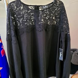 Long sleeve black blouse with lace